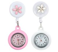 2pcs Fob Watches for Nurses, Nurses Fob Watch with Clip and Silicone Case for Blouse, Retractable Second Hand Pocket Watches for Women, Nurse Accessories for Work Clinic Daily Life
