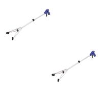 2pcs Foldable Aluminium Alloy Grabber Reacher Tool for Trash Picking | White Finish, Widened Clamp and One Handed Grip, for Street Cleanup, School Use, Keys
