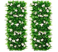 2PCS Foldable Balcony Privacy Screen Panel, Artificial Orchid & Faux Ivy Decorative Fence Privacy Screen for Patio, Garden & Outdoor Space, White