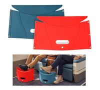 2pcs Foldable Foot Stool for Airplane Travel, PP Material Ultra-Thin Portable Folding Footrest Air Plane Foot Rest for Long Flights Adult Travel Essentials(Red & Blue)