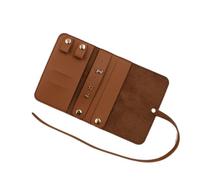 2Pcs Foldable Jewelry Organizer Roll Portable Lightweight Case Bag Rings Display Travel Storage Packing Pouches For Necklaces For Travel And Outings(Brown)