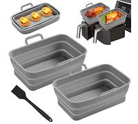 2PCS Foldable Silicone Air Fryer Liners for Ninjas Dual Air Fryer, Double Silicone Pot for Ninja Dual Air Fryer Reusable Silicone Air Fryer Liner Air Fryer Accessories Airfryer Liner for Ninja Foodi