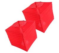 2pcs Foldable Square Paper Lantern Lampshade Red Light 10x10 Inch | Paper and Bamboo Construction, Iron Support, Reduces Glare, Fits Candle Lamps, Stable Decoration for Weddings and Bedrooms