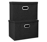 2Pcs Foldable Storage Box With Lids 45X30X30Cm Large Collapsible Storage Cube Black