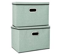 2Pcs Foldable Storage Box With Lids 45X30X30Cm Large Collapsible Storage Cube Green