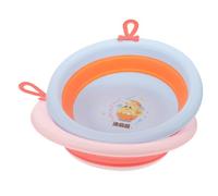 2Pcs Folding Baby Washbasins for Newborn Home and Travel Use | PP Material, Cartoon Design, Portable Storage, Multi-Purpose Container, Suitable for Food and Ice Random Style
