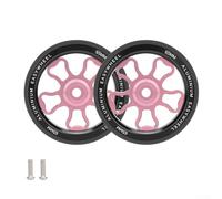 2Pcs Folding Bike Easy Wheels, Aluminium Alloy And Rubber Easy Wheels, With 2 Screws, For Brompton And For 3Sixty Folding Bikes(pink)
