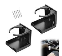 2Pcs Folding Car Cup Holder, Adjustable Car Drink Holders, Space-Saving Van Cup Holder, Universal Bottle Holders with Srews, Fits Truck Boat Van RV Camper Marine Boat Caravan - Easy to Install (Black)