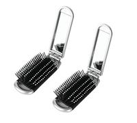 2Pcs Folding Hair Brush, Travel Hair Brush with Mirror, Collapsible Pocket-Size Design for Gym, Purse Swimming, Portable Styling Tool for On The Go
