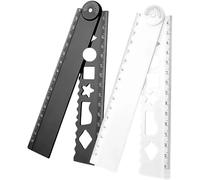 2Pcs Folding Ruler Multipurpose Math Measuring Tool With Geometric Templates For Technical Drawing Engineering Drafting Multifunctional Foldable Ruler