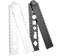 2Pcs Folding Ruler Multipurpose Math Measuring Tool With Geometric Templates For Technical Drawing Engineering Drafting Multifunctional Foldable Ruler