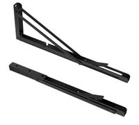 2PCS Folding Shelf Brackets Heavy Duty Floating Wall Triangle Shelves Organizers for Kitchen Bathroom Garage Workshop for Shelves(Black 16inch)