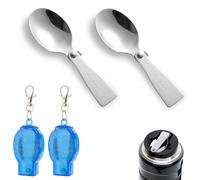 2pcs Folding Spoon for Thermos Funtainer Food Jar 10oz, Stainless Steel Spoons Replacement Parts with Box Metal Foldable Spoon Accessories Compatible with Thermos for Camping Outdoors Picnic