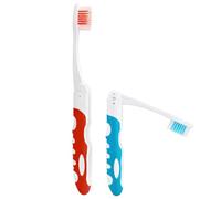 2Pcs Folding Toothbrush, Portable Travel Toothbrush Set, Lightweight Soft Tooth Brush for Travel, Camping, Hiking, Office (Blue & Red)