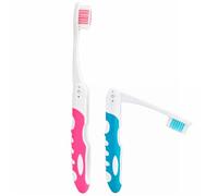 2Pcs Folding Toothbrush, Portable Travel Toothbrush Set, Lightweight Soft Tooth Brush for Travel, Camping, Hiking, Office (Pink & Blue)