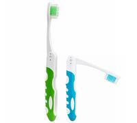 2Pcs Folding Toothbrush, Portable Travel Toothbrush Set, Lightweight Soft Tooth Brush for Travel, Camping, Hiking, Office (Green & Blue)