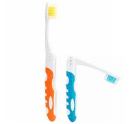 2Pcs Folding Toothbrush, Portable Travel Toothbrush Set, Lightweight Soft Tooth Brush for Travel, Camping, Hiking, Office (Orange & Blue)