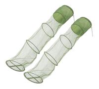 2pcs Folding Trap Net for Lobster and Eels, Green Nylon Fishing Trap | Large-capacity Hands-free Trapping, Dual- Use for Anglers and Bait Collectors, Cloth Build