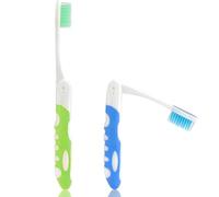 2PCS Folding Travel Toothbrushes, Portable Soft Bristles for Adults, Compact & Hygienic, Camping/Hiking/Airplane Essentials (Blue+Green)