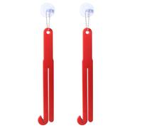 2pcs Food Bag Opener, Quick Cut Food Packet Pouch Cutter Squeezer with Stainless Steel Blade for Kitchen Restaurants Easy Storage with Suction Cup & Hanging Chain (Red)