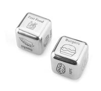 2pcs Food Decision Dice, 1x1x1 Inch Steel Gift Dice Food Anniversary Metal Date Night Dice Couple Date Night Gifts for Wedding Valentine Christmas Birthday