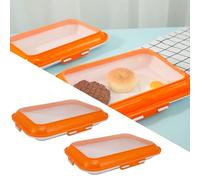 2Pcs Food Preservation Trays, Food Storage Container with Reversible Stretch Lid, Vacuum Food Storage Trays, Stackable Food Fresh Storage Tray, Reusable Food Preserving Tray for Picnic Travel(orange)
