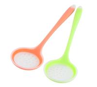 2pcs Food Strainer Skimmer Spoon with Long Silicone Handle for Frying | Food-grade Silicone, Fine Mesh Design, Dishwasher-safe, for French Fries and Boiled Eggs, Home Kitchens Random Color