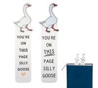 2pcs Foolish Goose Bookmark, 13x4cm/5.12x1.57inch 2 Style Fun Stainless Steel Goose Book Marks Practical Reading Accessories for Bookish Gift Adults Teens