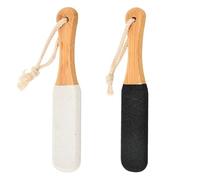 2Pcs Foot File, Double Sided Foot File with Wooden Handle, Pumice Stone for Feet, Foot Files for Hard Skin, Remove Hard Dead Skin Callus Dry Rough Cracked Corn Feet in Shower (Black+White)