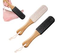 2PCS Foot File, Premium Foot Pumice Stone for Feet with Wooden Handle, Double Sided Foot Files for Hard Skin, Remover to Exfoliate and Remove Dry Dead Skin Eliminates Corns and Calluses
