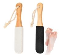 2PCS Foot File & Pumice Stone Set, Foot Scrubber for Hard Skin, Pumice Stone Exfoliating Pedicure Rasp Feet Scrubber with Wooden Handle, Removing Dead Skins, Cracked Heels, Hard Skins & Calluses