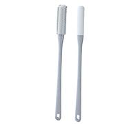 2Pcs Foot Scrub Brush, Long Handled Soft Rubber Toe Scrubber, Exfoliating Foot Scrubber for Shower - Seniors, Men and Women, Grey