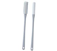 2Pcs Foot Scrub Brush, Long Handled Soft Rubber Toe Scrubber, Exfoliating Foot Scrubber for Shower - Seniors, Men and Women, Grey Brush