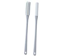 2Pcs Foot Scrub Brush Long Handled Soft Rubber Toe Scrubber Exfoliating Foot Scrubber for Shower - Seniors Men Women, Grey