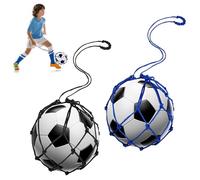 2Pcs Football Kick Trainer, Football Kick Trainer Net, Adjustable Kicking Throw Solo Practice Soccer Training Equipment, Single Ball Exercise Accessories for Size 3 4 5 Balls Beginners Enthusiast