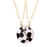 2Pcs Football Magnetic Necklaces for Women Girls Teen Adjustable Enamel Black White Soccer Chain Necklace Cute Round Ball Pendant Lightweight Friendship BFF Forever Jewelry for Soccer Lovers (Gold)