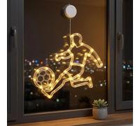 2Pcs Football Player Neon Lamp, Football Light Neon Sign, LED Night Light, Adjustable Three Lights Levels Soccer Player Led Wall Art with Suction Cups, Footballs Party Decors,for Men & Boys