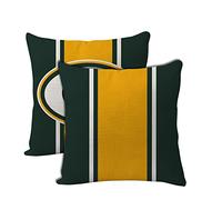 2pcs Football Style Throw Pillow Covers 18 x 18 Inch Linen Material Pillow Case Decoration for Green Bay Home Sofa Couch