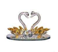 2Pcs for CRYSTAL Colorful for SWANs Figurines Anniversary Wedding Romantic Presents for Couples, Glass for SWAN Decorative Ornaments for Living Room Presents for Her Parents(yellow)