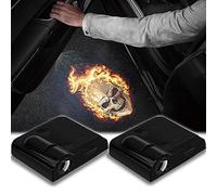 2pcs for Fire Skull 3D Magnetic Car Door Step LED Welcome Logo Shadow Ghost Light Projector Lamp fits All Car Models (Fire Skull) by DmStore
