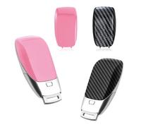 2Pcs for Mercedes-Benz Key Back Cover Replacement, Carbon Fiber & Pink Key Cover Compatible with Mercedes-Benz GLC, GLB, C-Class, E-Class, S-Class, GLE (2019-2021)