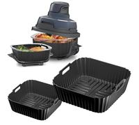 2Pcs for Ninja Crispi FN101GY Air Fryer Silicone Liners,Non-Stick Ninja Glass Air Fryer Accessories,4 QT Container & 6 Cups Container for FN101ST, FN101SG, FN101CGY Reusable Replacement Insert