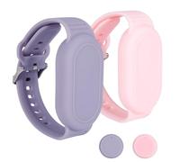 2pcs for Samsung Galaxy SmartTag 2 Wristband, Waterproof Silicone Protective Case Hidden Full Coverage Holder for Kids Elderly Bracelet Accessories (Purple, Pink)