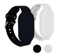 2pcs for Samsung Galaxy SmartTag 2 Wristband, Waterproof Silicone Protective Case Hidden Full Coverage Holder for Kids Elderly Bracelet Accessories (Black, White)