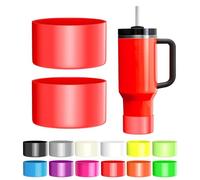 2PCS for Stanley Boot, Silicone for Stanley Cup Boot for Neon Stanley Cup 20-40oz&for Hydroflask Boot 12-31oz Tumbler Accessories for Stanley Cup Accessories Bottom Avoid Scratches&Noise, Neon Red