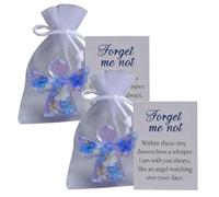 2Pcs Forget Me Not Dried Flower Angel Keepsake, Guardian Angel Memorial Pendant with Sympathy Card & Organza Bag, Remembrance Gifts for Loss of Loved One, Hanging Ornament for Car, Tree, Window