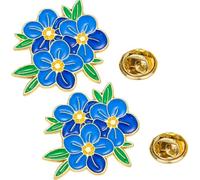 2PCS Forget Me Not Memorial Pins,Forget Me Not Flower Lapel Pin,Blue Star Flower Lapel Brooches for Funeral Favor,Forget Me Not Pin Badge for Loved Ones,Flower Pins Badges for Celebration,Blue Star