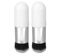 2pcs Foundation Brush Artificial Fiber Soft Comfortable Portable Makeup Brush for Women White Silver