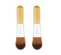 2pcs Foundation Brush Nylon Makeup Tool Mini, with Short Wooden Handle | Dense Lightweight Bristles, Aluminium Ferrule, Compact Cosmetic Applicator, for Travel Kits and Daily Routine