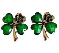 2pcs Four Leaf Clover Brooch Pin Badge St Patrick's Day Decorations, Irish Gifts Lucky Love Hope Crystal Accessories